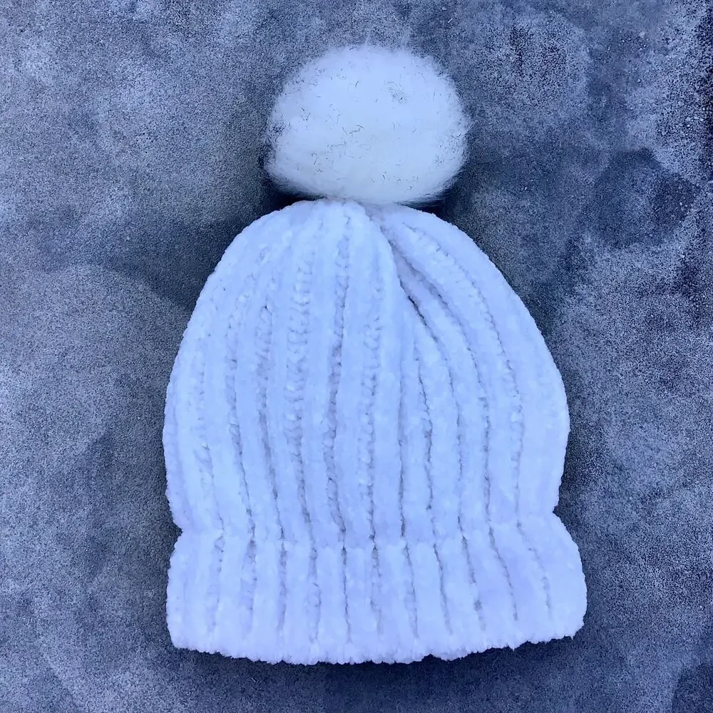 Chenille Winter Hat with PomPom One size